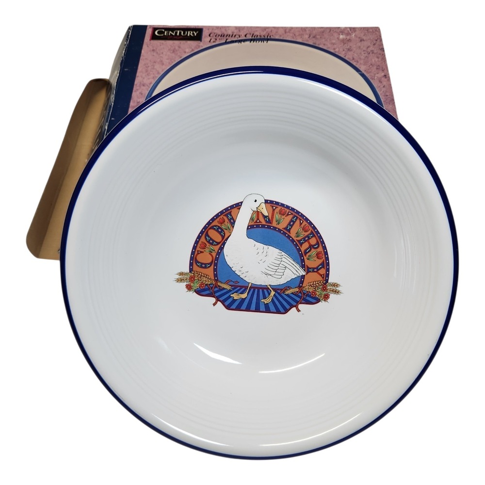 Vintage 1994 Century Stoneware Country Classic Goose 12" Serving Bowl 60011 Box